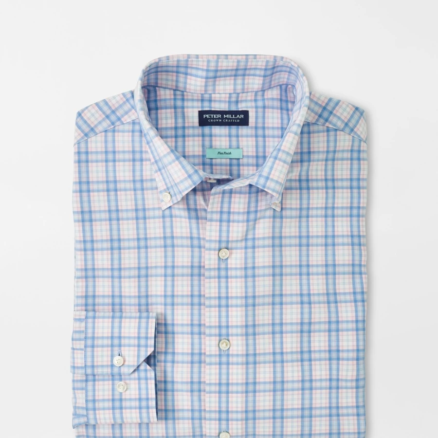 Peter Millar Men's Performance Poplin Sport Shirt – Lightweight & Breathable Golf Shirt