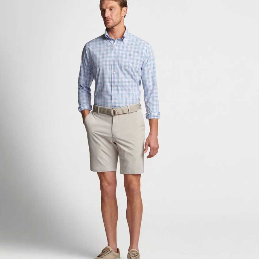 Peter Millar Men's Performance Poplin Sport Shirt – Lightweight & Breathable Golf Shirt