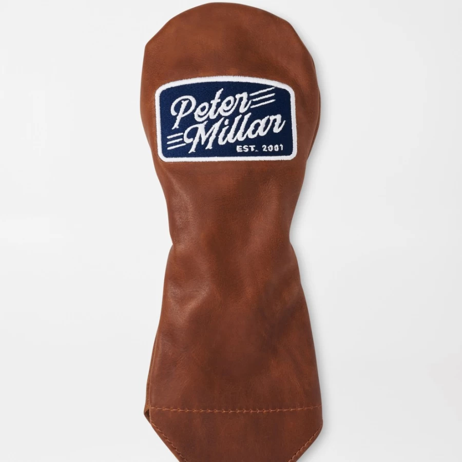 Peter Millar Women's Vintage Patch Fairway Wood Headcover - Distressed Leather Golf Club Cover