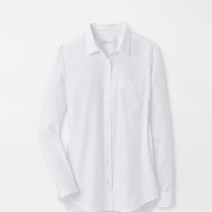 Peter Millar Women's Garment-Dyed Cotton Button-Up Shirt – Soft Washed Casual Blouse