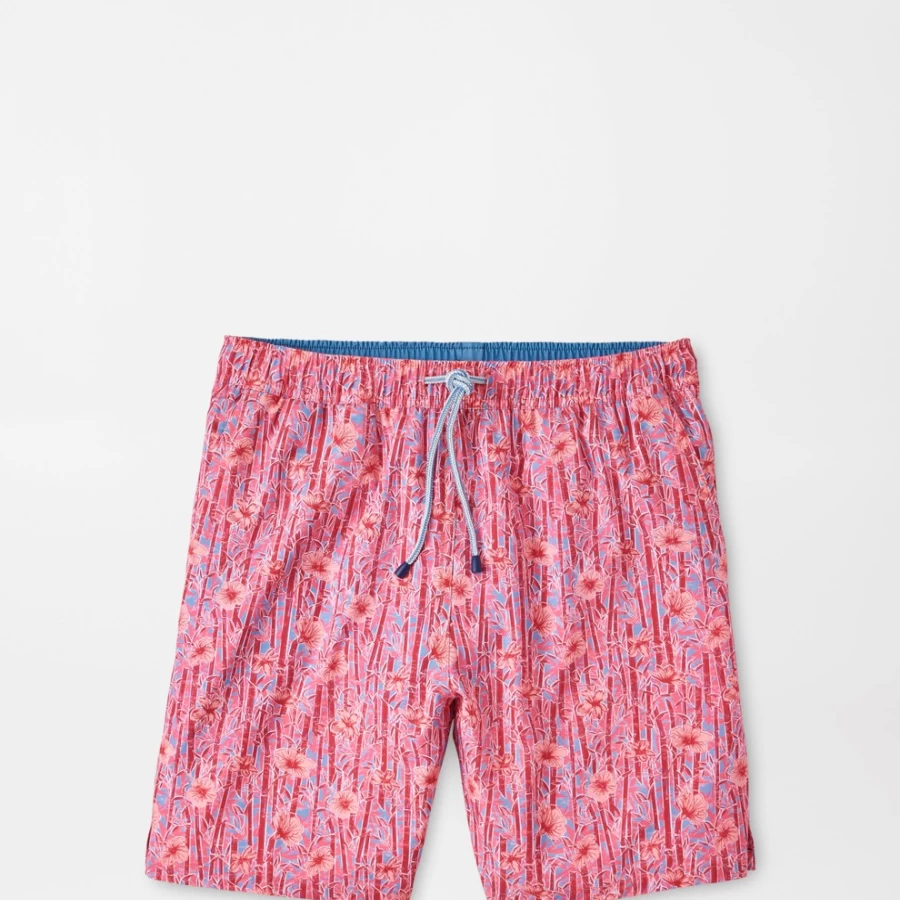 Peter Millar Men's Floral Swim Trunks - Shoots and Flowers Print Beach Shorts
