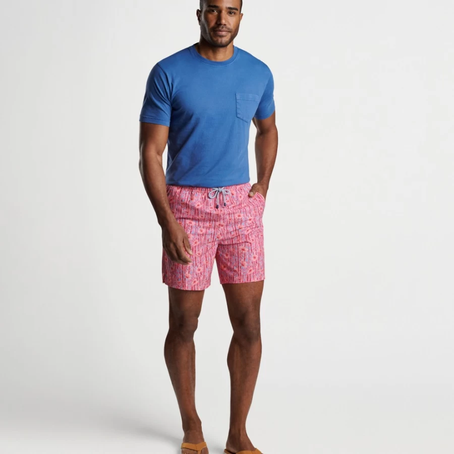 Peter Millar Men's Floral Swim Trunks - Shoots and Flowers Print Beach Shorts