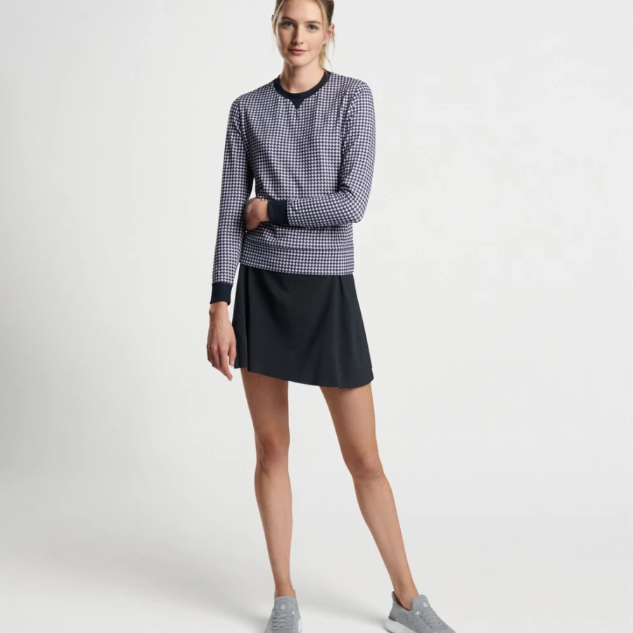 Peter Millar Women's Birdie Gingham Print Sport Sweatshirt - Stylish Casual Golf Apparel