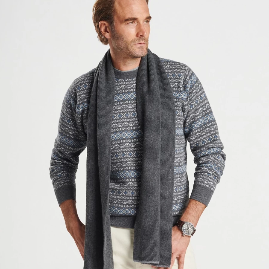 Peter Millar Men's Cashmere English Rib Scarf - Luxurious Soft Winter Accessory