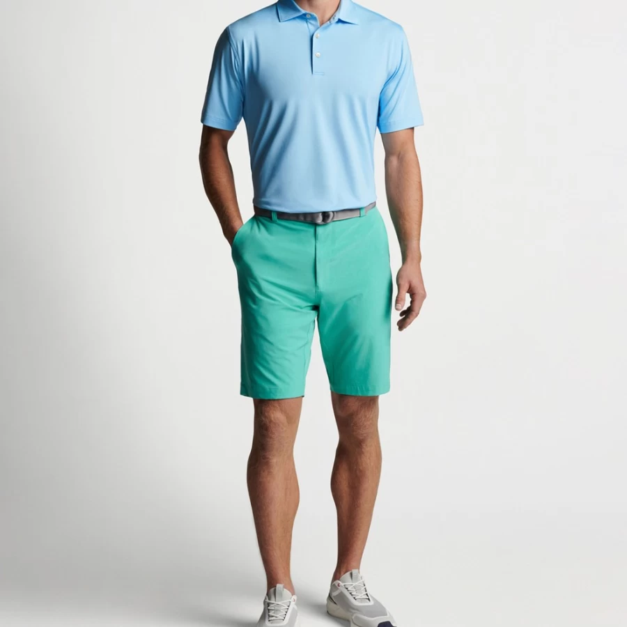 Peter Millar Men's Solid Performance Jersey Polo Shirt with Sean Self Collar