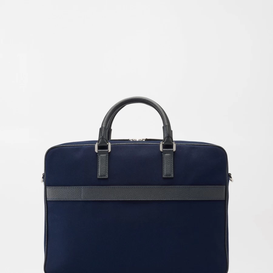 Peter Millar Men's Premium Leather Briefcase in Collaboration with Serapian