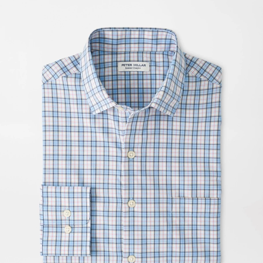 Peter Millar Men's Hulbert Performance Poplin Sport Shirt – Lightweight, Breathable Golf & Casual Wear