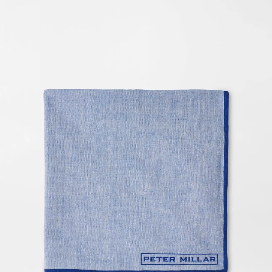 Peter Millar Men's Chambray Pocket Square - Classic Blue Stylish Handkerchief for Formal Attire
