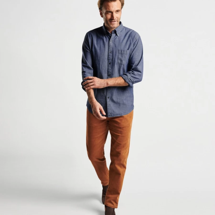 Peter Millar Men's Tamworth Chambray Sport Shirt – Comfortable & Stylish Casual Wear