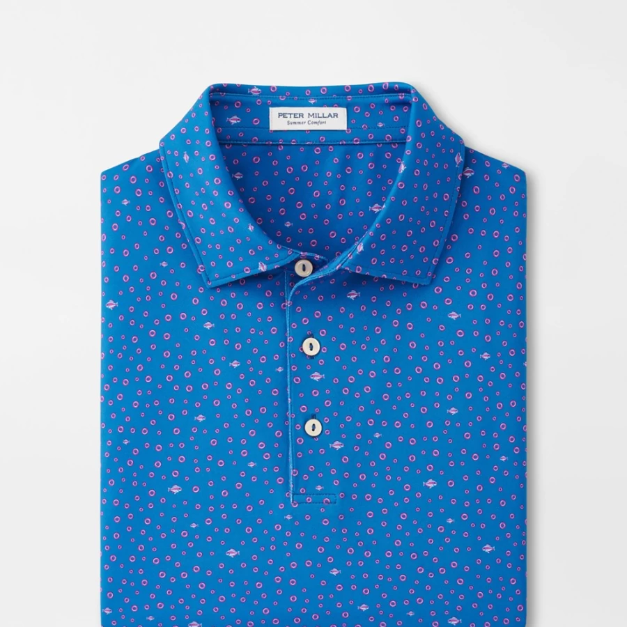 Women's Peter Millar Fish Performance Jersey Polo Shirt for Golf & Active Wear