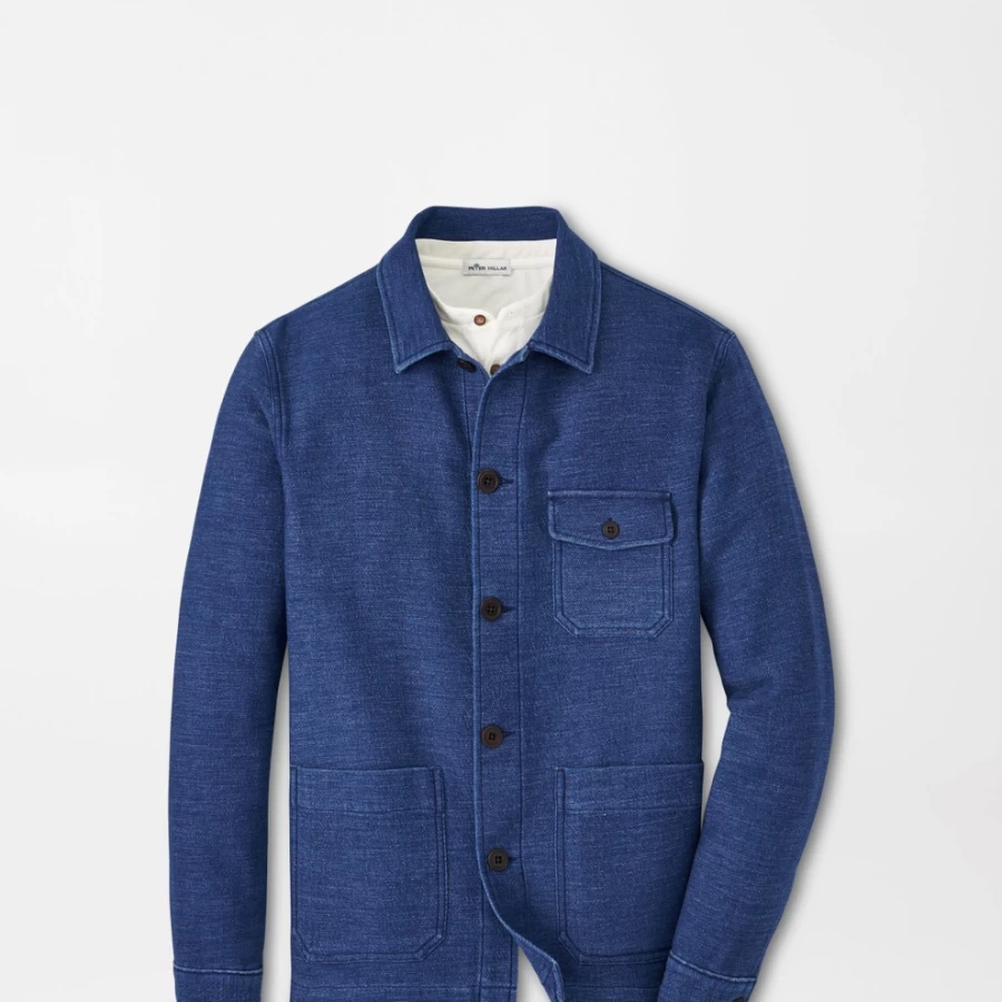 Peter Millar Men's Indigo Denim Chore Jacket - Classic Workwear Style Coat