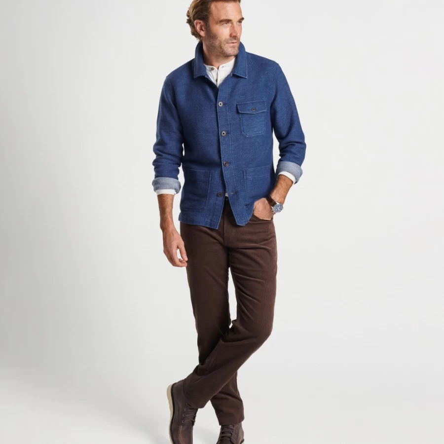 Peter Millar Men's Indigo Denim Chore Jacket - Classic Workwear Style Coat