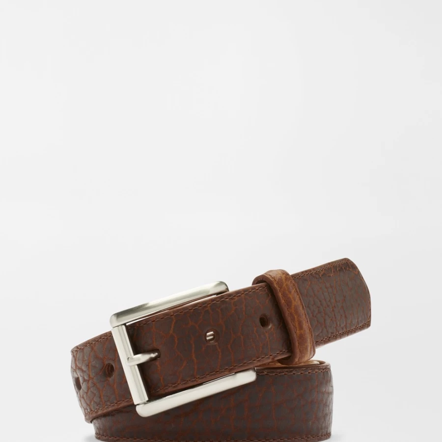 Peter Millar Men's Pebble Bison Leather Belt - Premium Bison Hide Dress Belt for Men