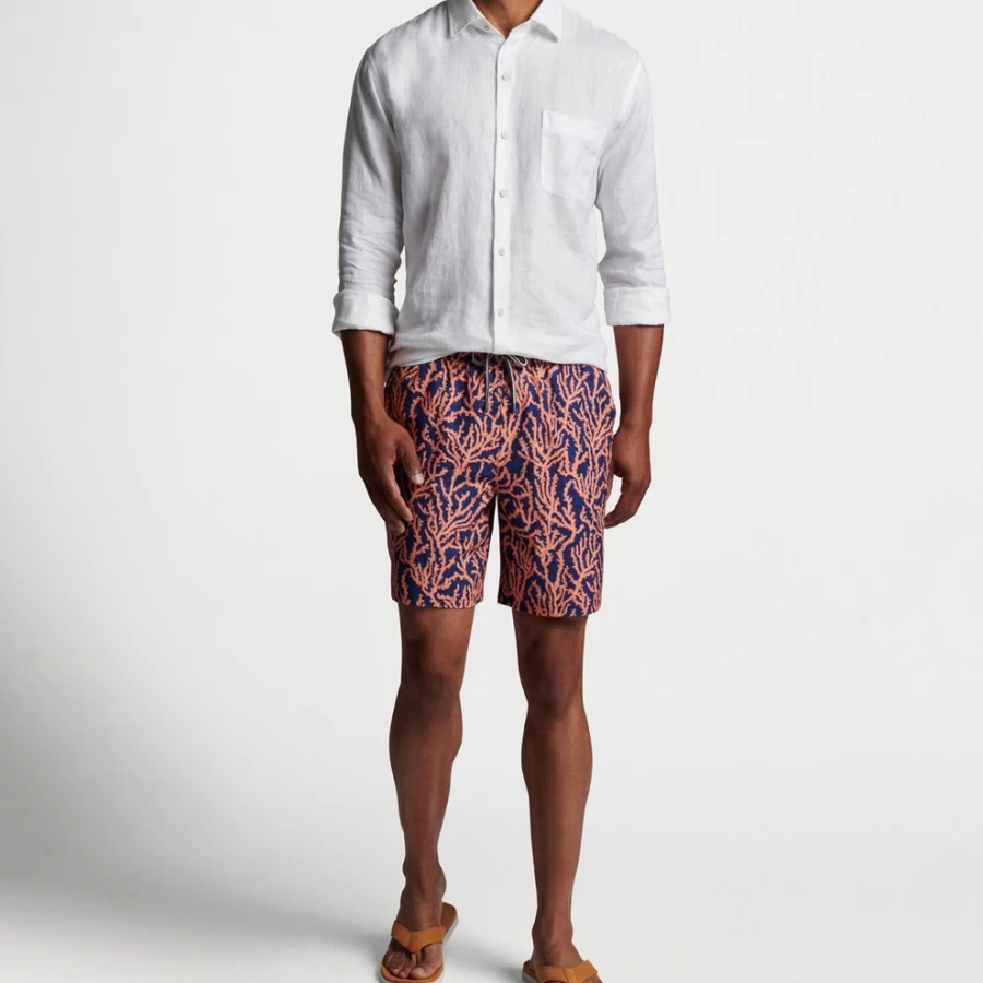 Peter Millar Men's Grow A Spine Swim Trunks - Quick-Dry Board Shorts for Swimming & Beach