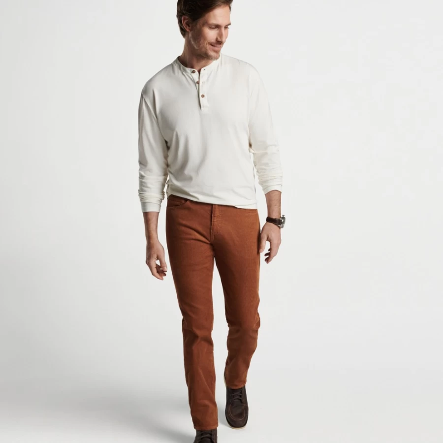 Peter Millar Men's Lava Wash Long-Sleeve Henley Shirt