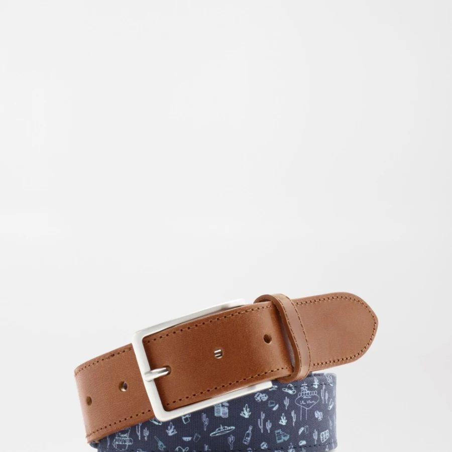 Peter Millar Men's Badlands Bluff Printed Leather Belt