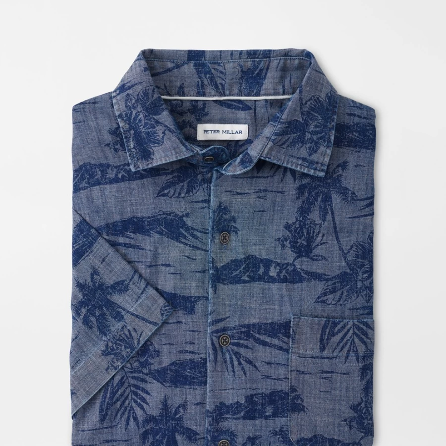 Peter Millar Men's Sea Lore Cotton-Stretch Sport Shirt for Active Comfort