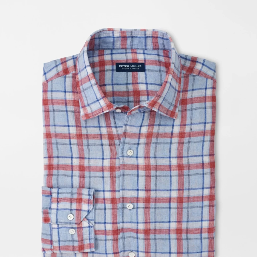 Peter Millar Men's Sadler Linen Sport Shirt – Lightweight Breathable Summer Casual Shirt