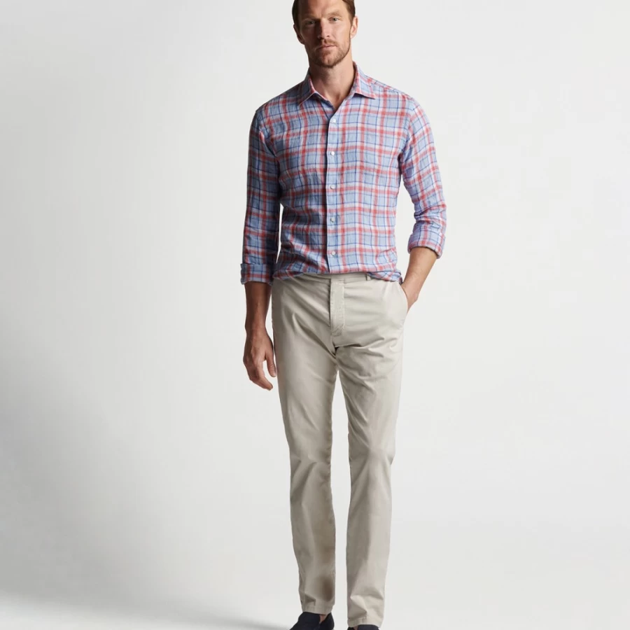 Peter Millar Men's Sadler Linen Sport Shirt – Lightweight Breathable Summer Casual Shirt