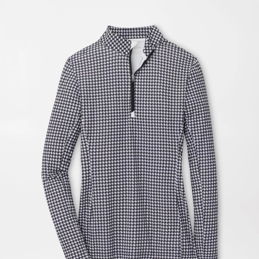 Peter Millar Women's Gingham Print Lightweight Sun Shirt - Breathable UPF Protection Summer Top