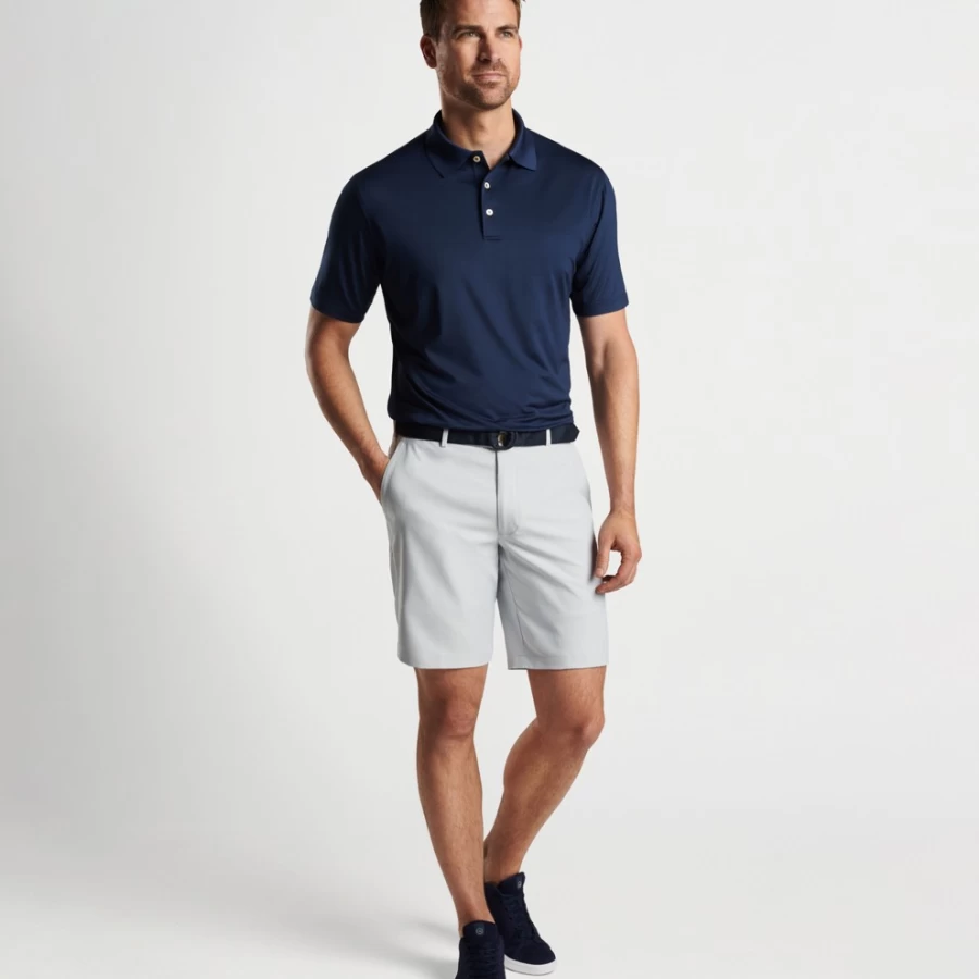 Peter Millar Men's Solid Performance Jersey Polo Shirt with Knit Collar