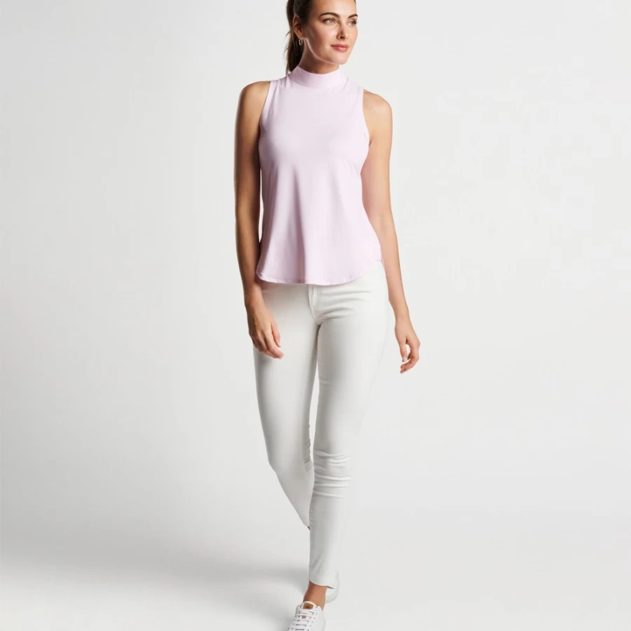 Peter Millar Women's Scottie Herringbone Print Mock Neck Shell Top