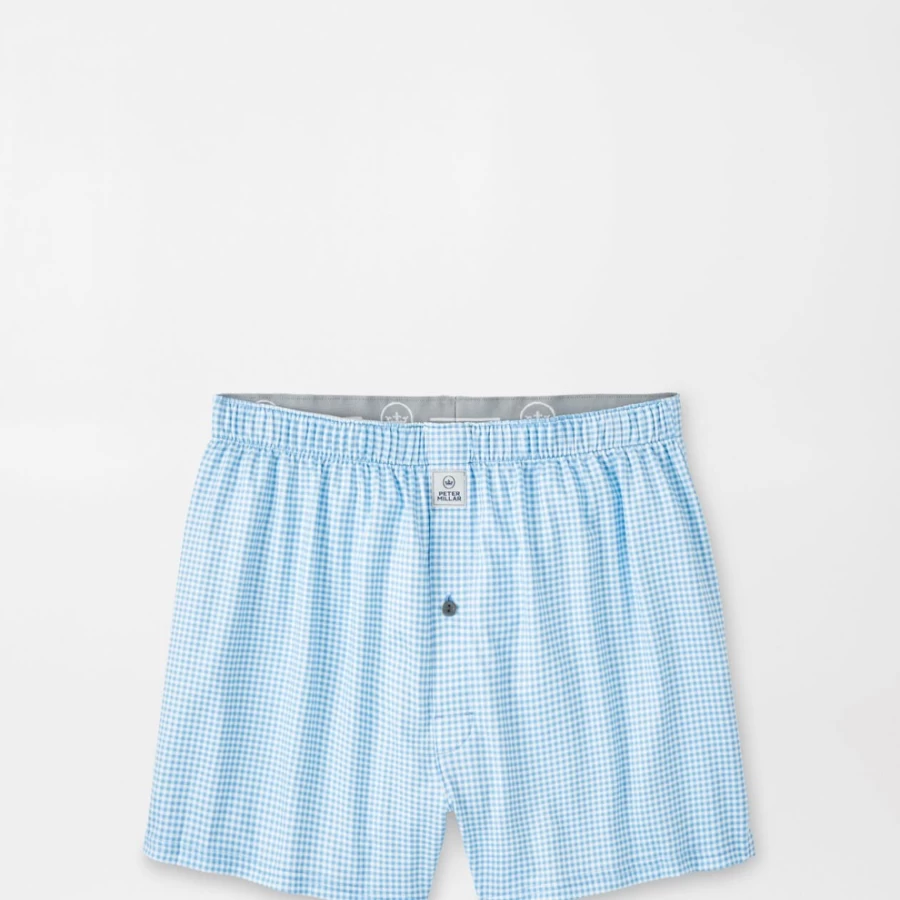 Peter Millar Men's Nebraska Printed Gingham Check Stretch Jersey Boxer Shorts