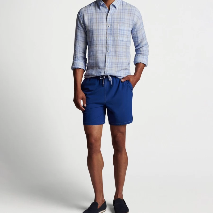 Peter Millar Men's Crown Solid Swim Trunk - Quick-Dry Comfortable Beach Shorts