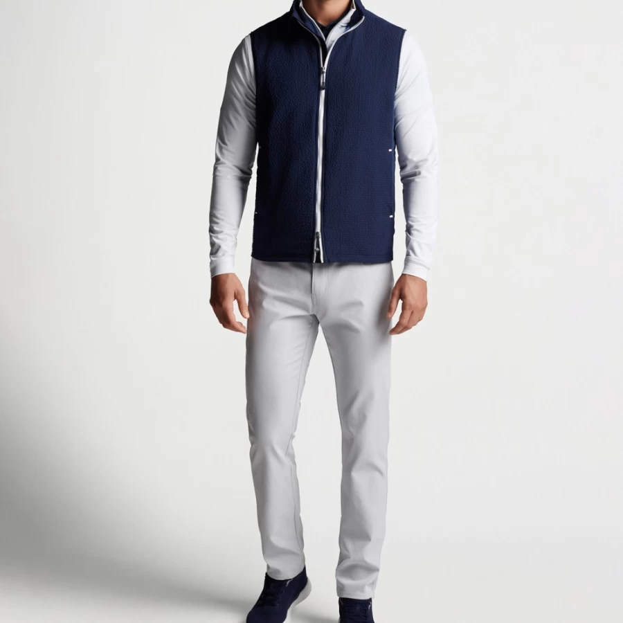 Peter Millar Men's Performance Seersucker Hybrid Vest – Lightweight & Breathable